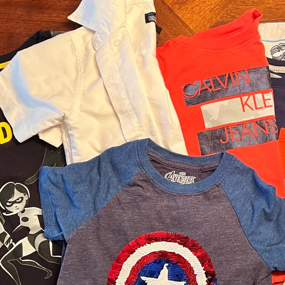 Six boys’ size 5/5t shirts, used, Spider-Man, avengers marvel